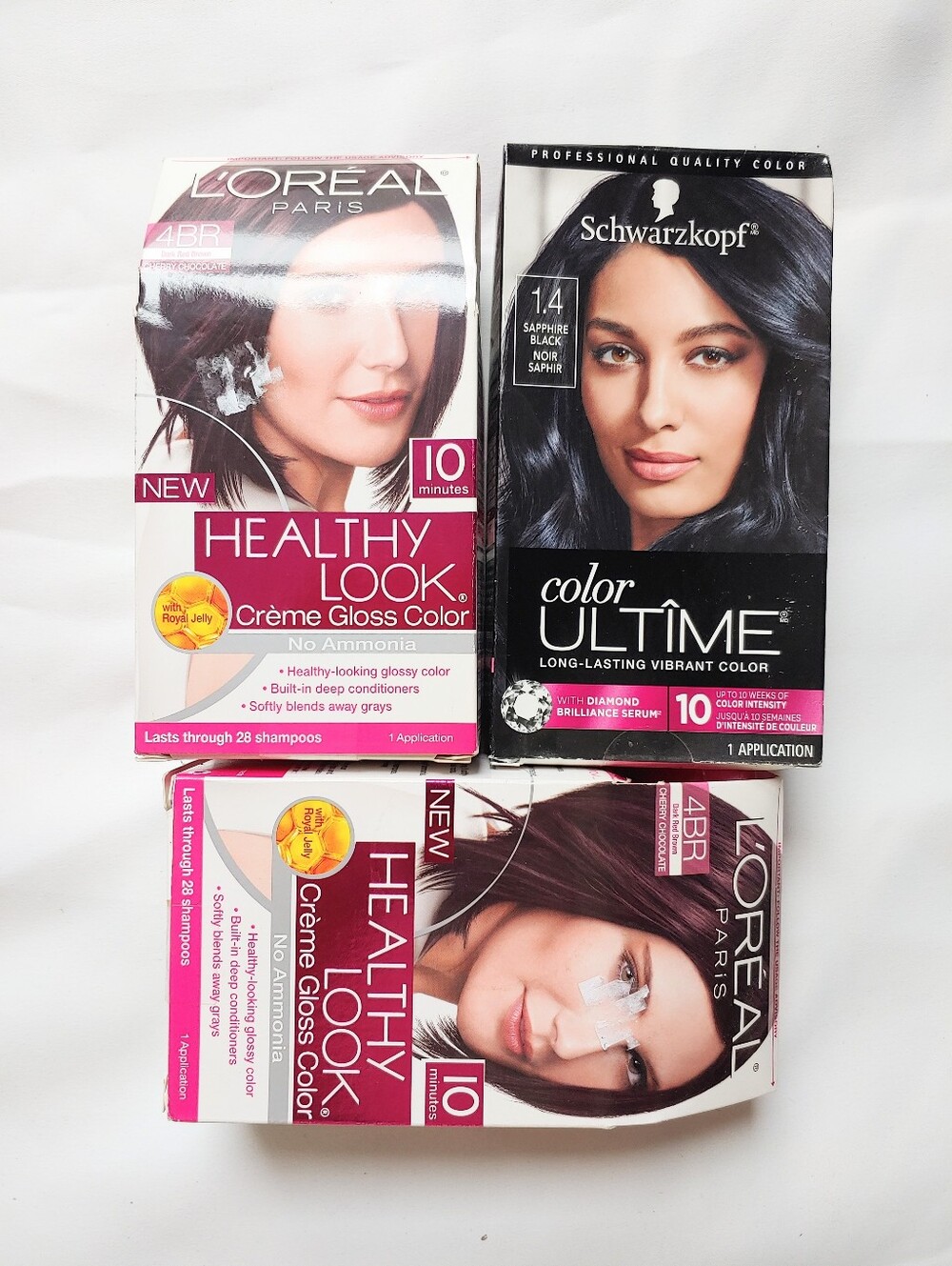 L'Oreal Cherry Chocolate & Schwarzkopf Color Ultime Sapphire Black Hair Dyes